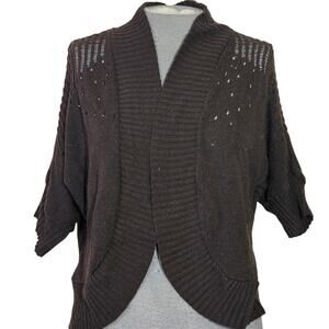 Brown Open Knit Lightweight Crop Sweater Size Large